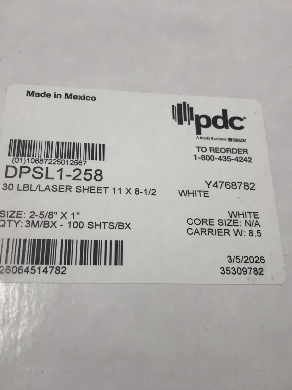 57000 Sheet 1 x 2 5/8 Address Shipping Labels Laser Injet Adhesive 2.625 x 1 New